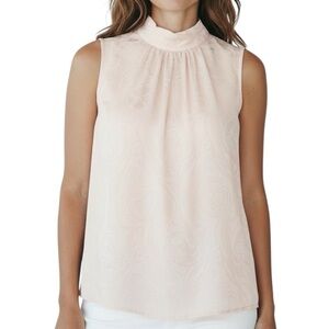 NWT WHITE HOUSE BLACK MARKET Blush Sleeveless Keyhole Front Blouse Size Large